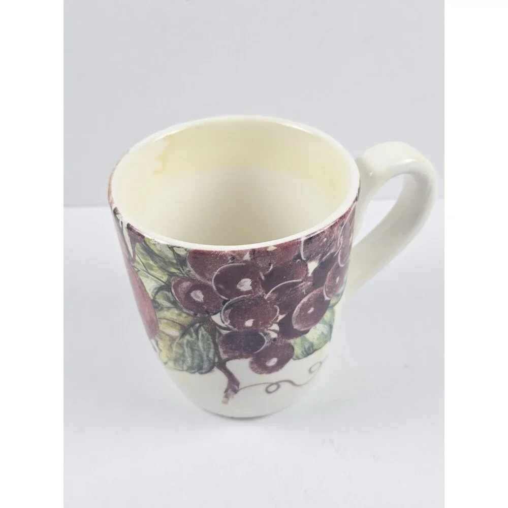 Pier 1 Fruit Hand-Painted Earthenware Coffee Mug Microwave Dishwasher Safe Italy